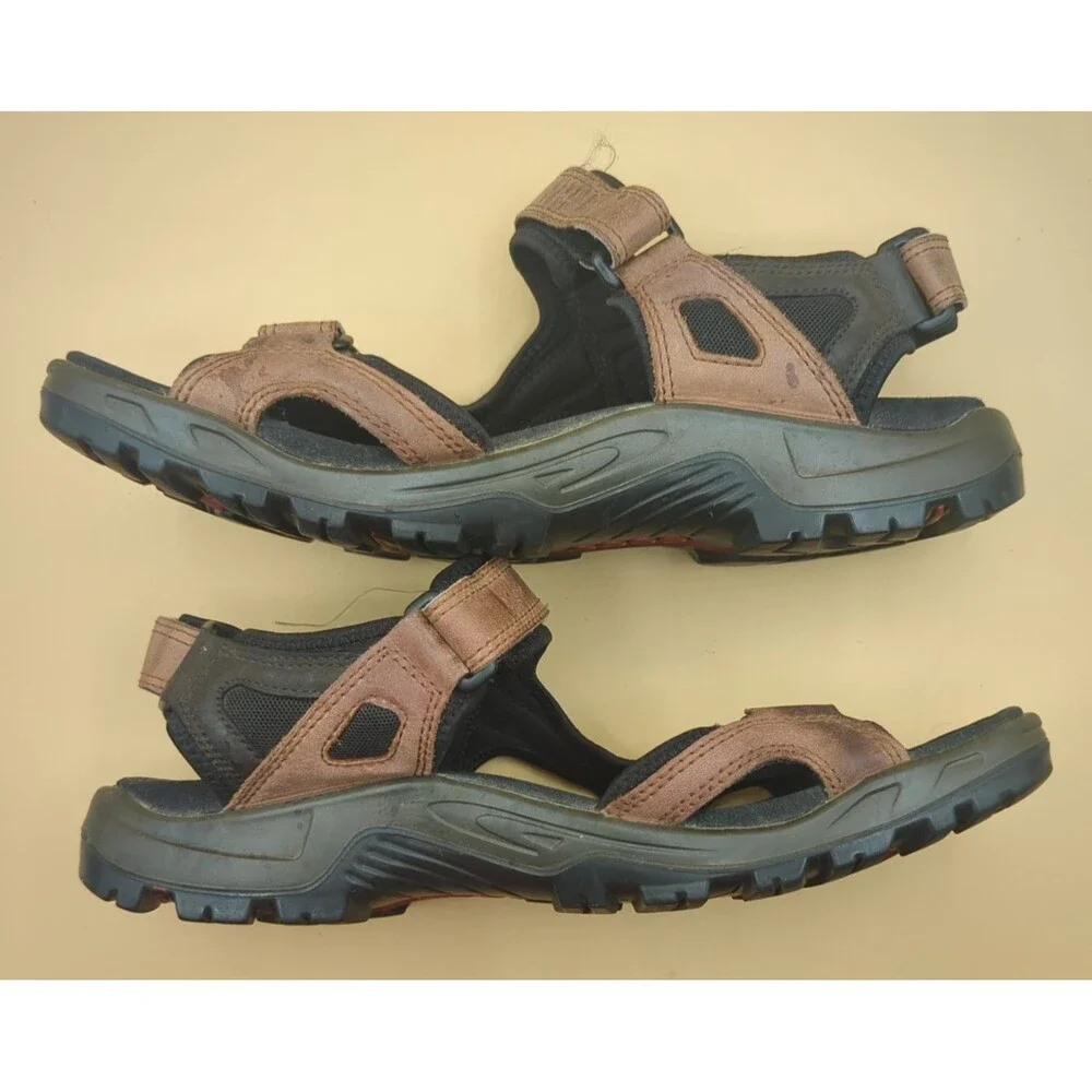 Ecco Yucatan Receptor Technology Hiking Espresso Leather Sandal Men Sz 47- 13 US
